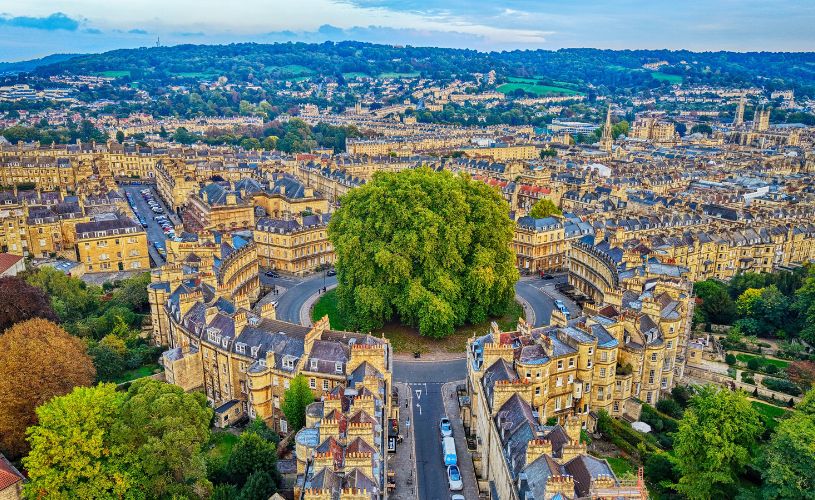 The Circus in Bath in autumn